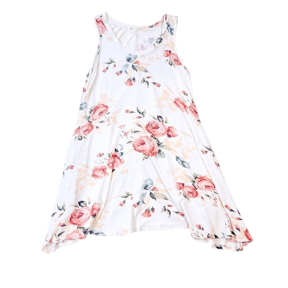 Viamor Off-White Floral Dress With Pockets- Women's Medium View 5
